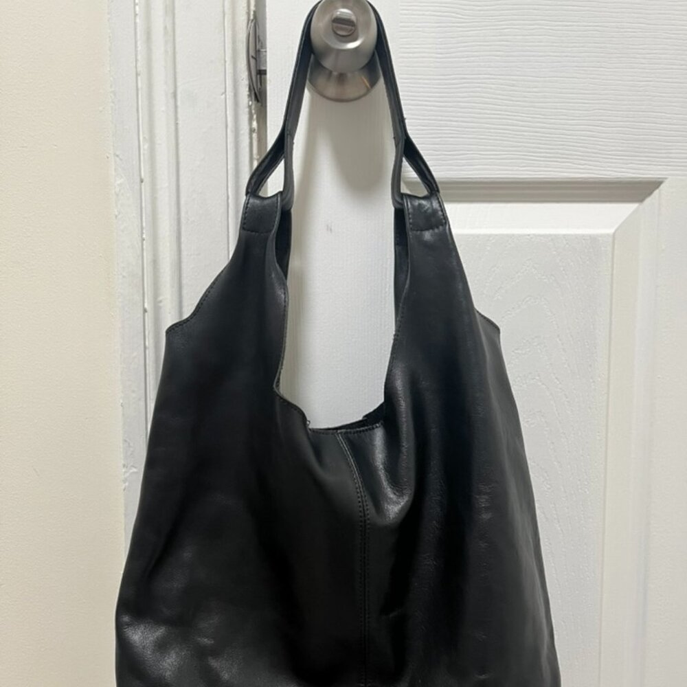 Black Leather Hobo Bag